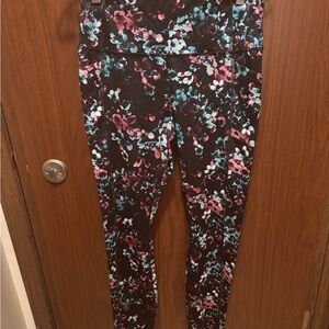 Avia Floral Print Leggings - Black, Pink, Blue